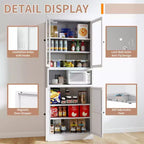 Armoire de cuisine autoportante Okak 61, rangement réglable avec 4 étagères, placard en métal robuste pour salle à manger/salon
