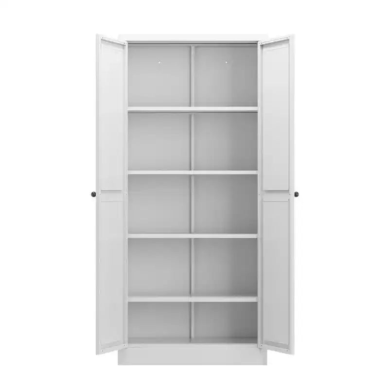 Armoire de cuisine autoportante Okak 61, rangement réglable avec 4 étagères, placard en métal robuste pour salle à manger/salon