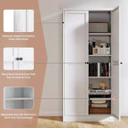 Armoire de cuisine autoportante Okak 61, rangement réglable avec 4 étagères, placard en métal robuste pour salle à manger/salon