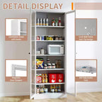 Armoire de cuisine autoportante Okak 61, rangement réglable avec 4 étagères, placard en métal robuste pour salle à manger/salon