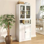 Armoire de cuisine autoportante Okak 61, rangement réglable avec 4 étagères, placard en métal robuste pour salle à manger/salon