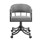 Armen Living, Chaise de salle à manger pivotante Tibet avec fer noir mat