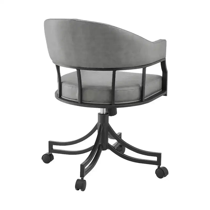 Armen Living, Chaise de salle à manger pivotante Tibet avec fer noir mat