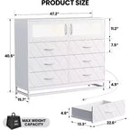 Commode à 8 tiroirs Acekool avec armoire pour chambre à coucher, chiffonnier haut avec station de charge, organisateur de rangement pour salon, couloir, placard