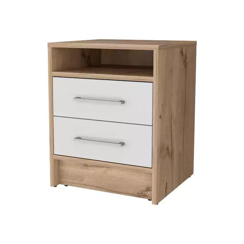 MAYEERTY Table de chevet avec 2 tiroirs et étagère dissimulée, table de nuit vintage pour chambre à coucher ou salon