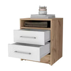 MAYEERTY Table de chevet avec 2 tiroirs et étagère dissimulée, table de nuit vintage pour chambre à coucher ou salon