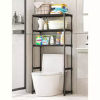 Étagère de salle de bain haute à 3 niveaux, rangement de salle de bain sur pied au-dessus des toilettes avec cadre en fer, organisateur peu encombrant pour serviettes et fournitures