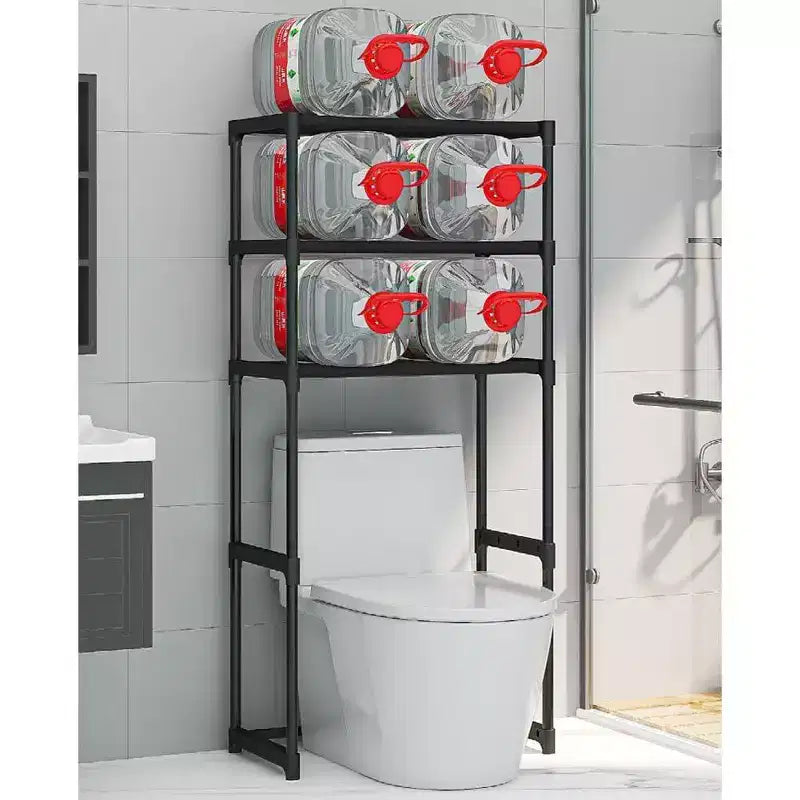 Étagère de salle de bain haute à 3 niveaux, rangement de salle de bain sur pied au-dessus des toilettes avec cadre en fer, organisateur peu encombrant pour serviettes et fournitures
