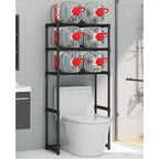 Étagère de salle de bain haute à 3 niveaux, rangement de salle de bain sur pied au-dessus des toilettes avec cadre en fer, organisateur peu encombrant pour serviettes et fournitures