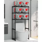 Étagère de salle de bain haute à 3 niveaux, rangement de salle de bain sur pied au-dessus des toilettes avec cadre en fer, organisateur peu encombrant pour serviettes et fournitures