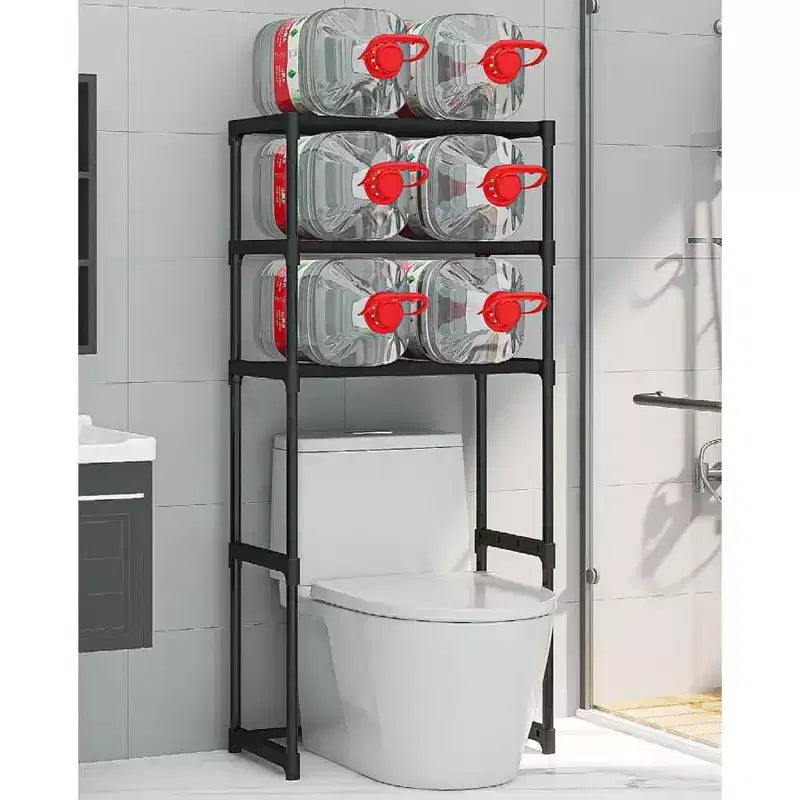 Étagère de salle de bain haute à 3 niveaux, rangement de salle de bain sur pied au-dessus des toilettes avec cadre en fer, organisateur peu encombrant pour serviettes et fournitures