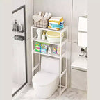 Étagère de salle de bain haute à 3 niveaux, rangement de salle de bain sur pied au-dessus des toilettes avec cadre en fer, organisateur peu encombrant pour serviettes et fournitures