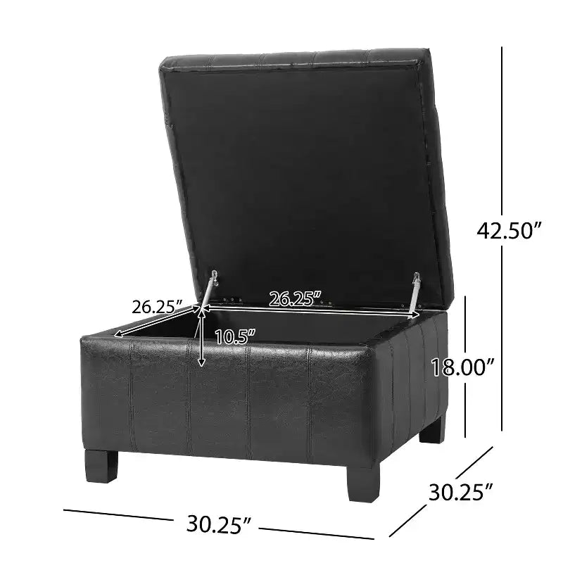 GDFStudio Rigby Pouf de rangement capitonné en similicuir de style contemporain