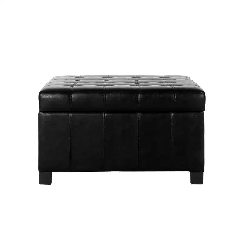 GDFStudio Rigby Pouf de rangement capitonné en similicuir de style contemporain