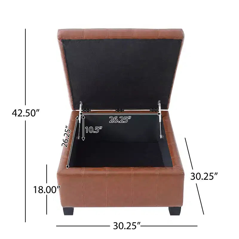 GDFStudio Rigby Pouf de rangement capitonné en similicuir de style contemporain