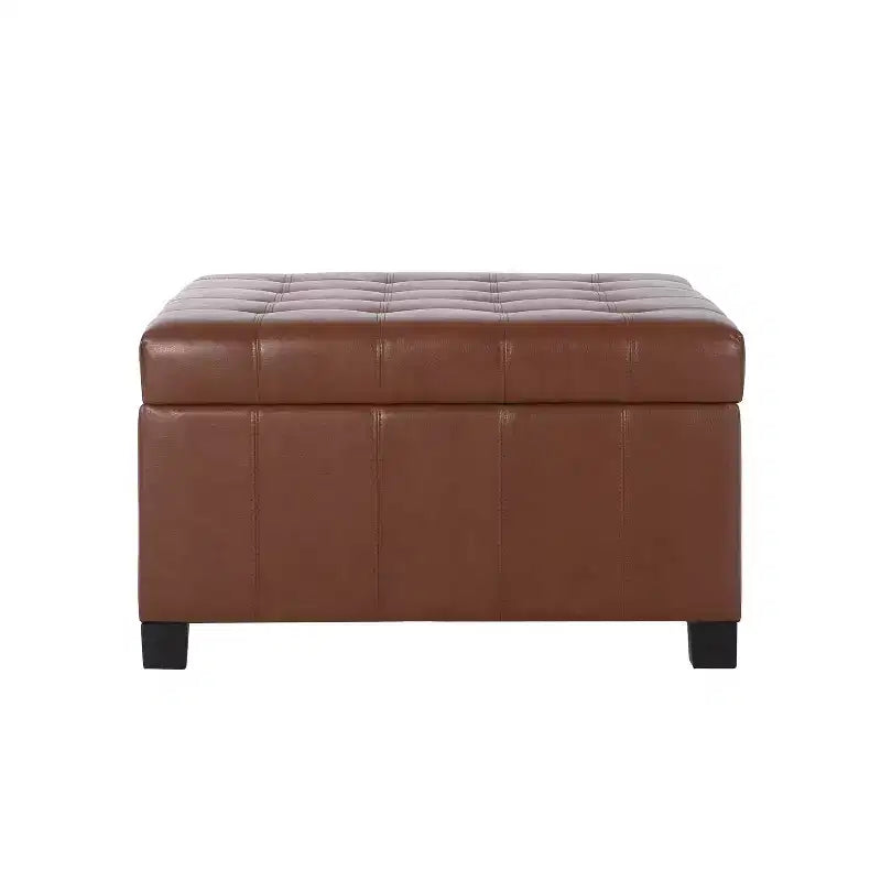 GDFStudio Rigby Pouf de rangement capitonné en similicuir de style contemporain