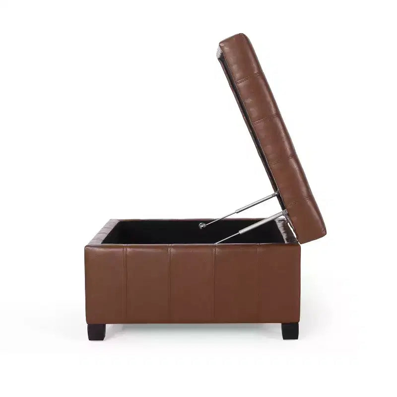 GDFStudio Rigby Pouf de rangement capitonné en similicuir de style contemporain