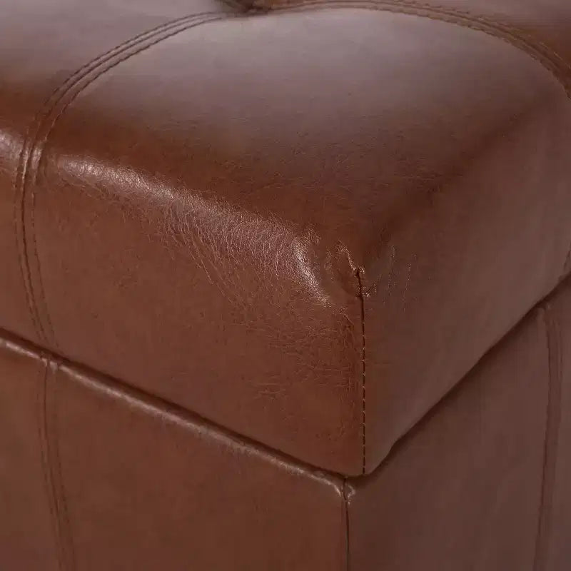 GDFStudio Rigby Pouf de rangement capitonné en similicuir de style contemporain
