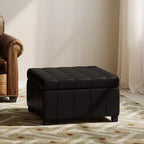 GDFStudio Rigby Pouf de rangement capitonné en similicuir de style contemporain