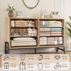 Commode autonome en bois de 132 cm avec tiroir large et placard de rangement, commode de rangement verticale pour salon, chambre à coucher, entrée