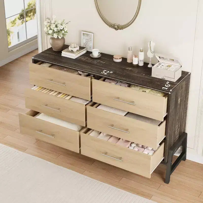 Commode autonome en bois de 132 cm avec tiroir large et placard de rangement, commode de rangement verticale pour salon, chambre à coucher, entrée