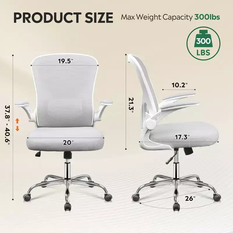 Chaise de bureau ergonomique GALAXHERO, chaise d'ordinateur en maille avec accoudoirs relevables et support lombaire réglable