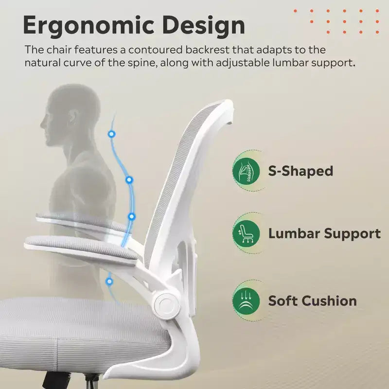 Chaise de bureau ergonomique GALAXHERO, chaise d'ordinateur en maille avec accoudoirs relevables et support lombaire réglable