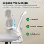 Chaise de bureau ergonomique GALAXHERO, chaise d'ordinateur en maille avec accoudoirs relevables et support lombaire réglable