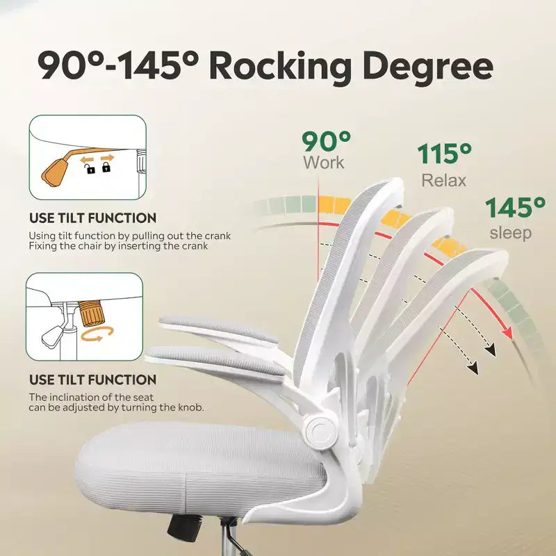 Chaise de bureau ergonomique GALAXHERO, chaise d'ordinateur en maille avec accoudoirs relevables et support lombaire réglable