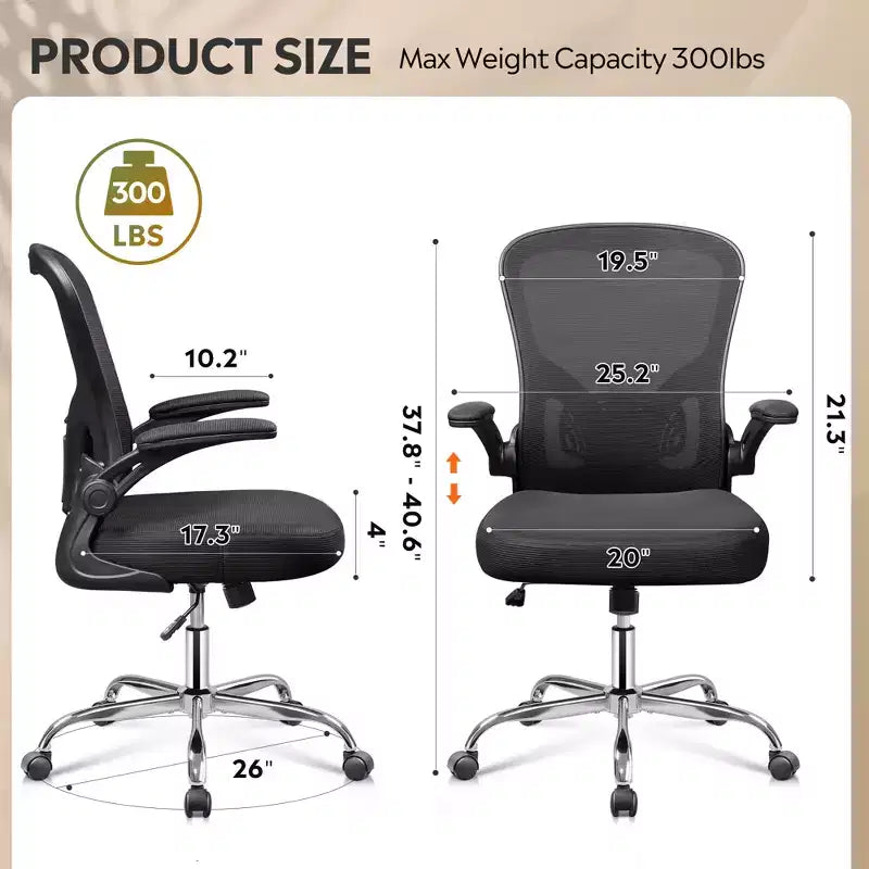 Chaise de bureau ergonomique GALAXHERO, chaise d'ordinateur en maille avec accoudoirs relevables et support lombaire réglable