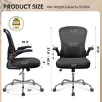 Chaise de bureau ergonomique GALAXHERO, chaise d'ordinateur en maille avec accoudoirs relevables et support lombaire réglable