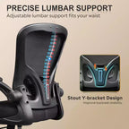 Chaise de bureau ergonomique GALAXHERO, chaise d'ordinateur en maille avec accoudoirs relevables et support lombaire réglable