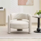 Fauteuil d'appoint, fauteuil baquet moderne en velours de style Mid-Century - Confortable pour salon, chambre, appartement, bureau, beige