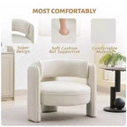 Fauteuil d'appoint, fauteuil baquet moderne en velours de style Mid-Century - Confortable pour salon, chambre, appartement, bureau, beige
