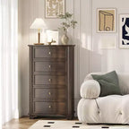 Commode 5 tiroirs Karl Home en MDF (panneau de fibres de densité moyenne) marron de 28,74 po de largeur