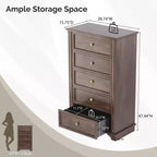 Commode 5 tiroirs Karl Home en MDF (panneau de fibres de densité moyenne) marron de 28,74 po de largeur