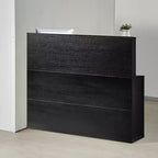 Comptoir de réception VEVOR, table de comptoir avant en forme de L de 140 cm, comptoir de réception de bureau avec tiroir, plateau de clavier et armoire de rangement, noir