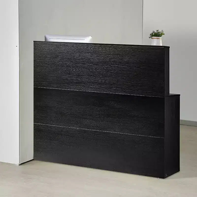 Comptoir de réception VEVOR, table de comptoir avant en forme de L de 140 cm, comptoir de réception de bureau avec tiroir, plateau de clavier et armoire de rangement, noir