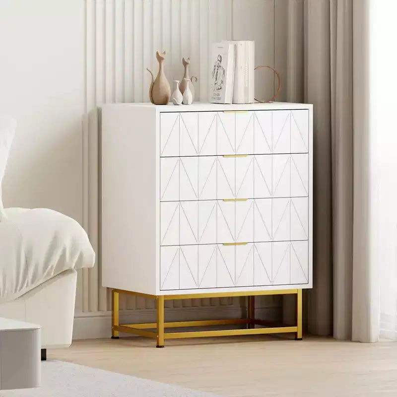 Commode 4 Tiroirs Coolmee, Commode Moderne à Tiroirs, Organiseur à Tiroirs avec Pieds en Métal, Armoire de Rangement pour Chambre, Salon, Couloir, Placard
