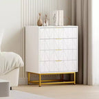Commode 4 Tiroirs Coolmee, Commode Moderne à Tiroirs, Organiseur à Tiroirs avec Pieds en Métal, Armoire de Rangement pour Chambre, Salon, Couloir, Placard