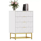Commode 4 Tiroirs Coolmee, Commode Moderne à Tiroirs, Organiseur à Tiroirs avec Pieds en Métal, Armoire de Rangement pour Chambre, Salon, Couloir, Placard