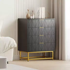 Commode 4 Tiroirs Coolmee, Commode Moderne à Tiroirs, Organiseur à Tiroirs avec Pieds en Métal, Armoire de Rangement pour Chambre, Salon, Couloir, Placard