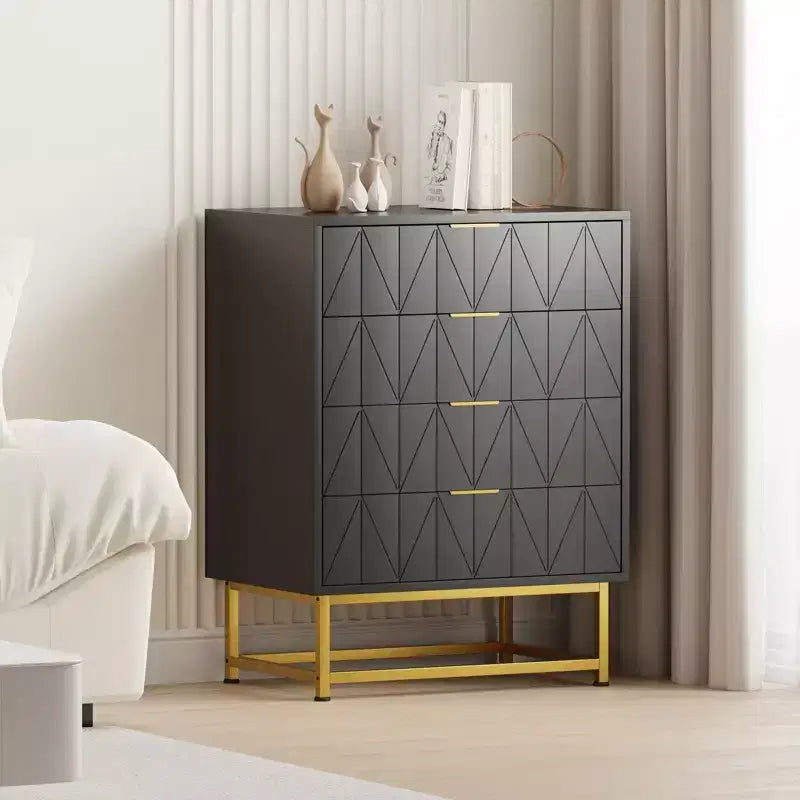 Commode 4 Tiroirs Coolmee, Commode Moderne à Tiroirs, Organiseur à Tiroirs avec Pieds en Métal, Armoire de Rangement pour Chambre, Salon, Couloir, Placard