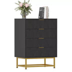 Commode 4 Tiroirs Coolmee, Commode Moderne à Tiroirs, Organiseur à Tiroirs avec Pieds en Métal, Armoire de Rangement pour Chambre, Salon, Couloir, Placard