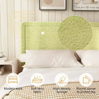 Dyonery Cadre de lit Bouclé, Cadre de lit en tissu Teddy rembourré noir avec tête de lit, Pas besoin de sommier tapissier, Tête de lit réglable, Montage facile