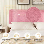 Dyonery Cadre de lit Bouclé, Cadre de lit en tissu Teddy rembourré noir avec tête de lit, Pas besoin de sommier tapissier, Tête de lit réglable, Montage facile