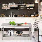 Table de travail en acier inoxydable pour cuisine commerciale - Table de préparation pliable avec étagère réglable, Établi en métal de qualité alimentaire pour restaurant, maison