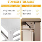 Table de travail en acier inoxydable pour cuisine commerciale - Table de préparation pliable avec étagère réglable, Établi en métal de qualité alimentaire pour restaurant, maison