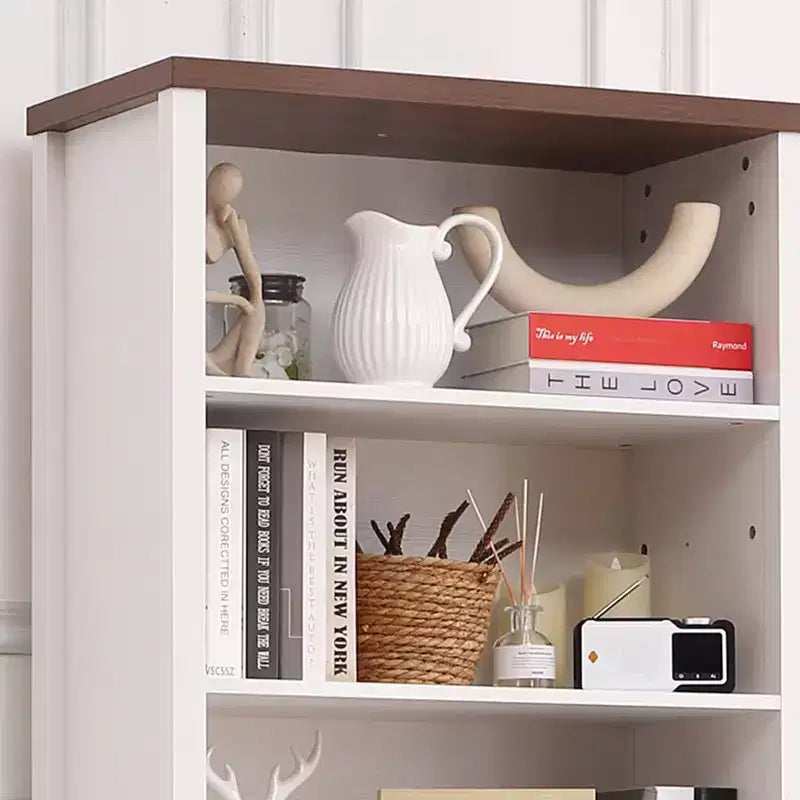 COZONY Grande bibliothèque de ferme de 183 cm à 6 niveaux avec portes, armoire et tiroir – Bibliothèque en bois avec étagère réglable pour salon, cuisine et chambre à coucher