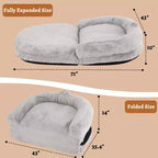 Lit pour chien de taille humaine pour adultes, lit pour chien pliable pour humains, lit géant pour chien de 180 x 110 x 25 cm avec housse amovible, lit pour chien lavable en fausse fourrure pour la sieste